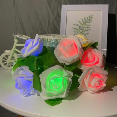 China Rose Flower New Arrival Romantic lead the pe Rose String Light Fairy Light for Valentine Holiday Party Christmas Wedding Decor Aa battery for sale