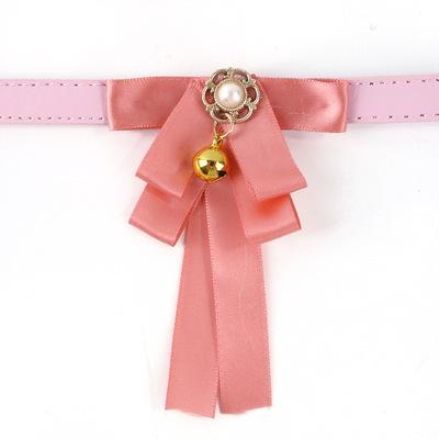 China Viable Wholesale Cute Pet Cat Collar With Bell PU Bowknot Pet Collar for sale