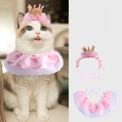 China Viable Lace Jumpsuit Crown Set Costume Pet Birthday Pet Matching Collar for sale