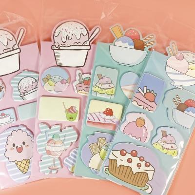 China Cartoon Self Adhesive Wholesale Hot Pink Tabletop Ice Cream Sale Notes Planner Sticky Notepad for sale