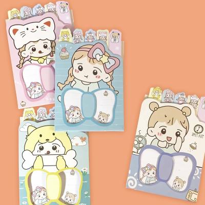 China Self-adhesive sticky notepad kawaii hot sale stationary girls cartoon girls stationary set for sale