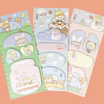 China Hot sale self-adhesive planner cute sticky cartoon girls nots kawaii stationary posted it notes for sale