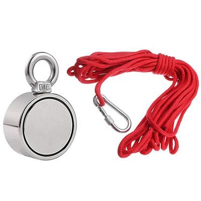 China Strong Magnetic Power 500lbs Pull Force Neodymium Fishing Magnet Set With Rope&Grappling Hook For River Retrieving&Salvage&Treasure Hunting for sale