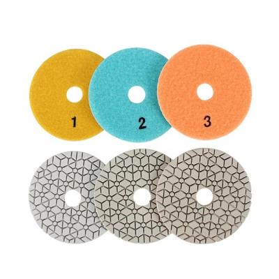 China Stone Polishing Factory 100mm Genuine Diamond Shine Wet And Dry Polishing Pads Chinese Polishing Pad 3 Step For Granite Marble for sale