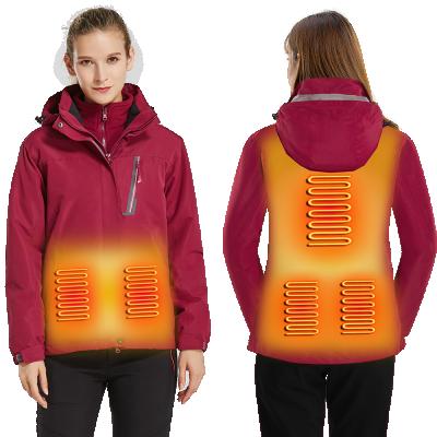 China Amazon Windproof Hot Sale 5 Zones Heating USB Women Heated Jacket for sale