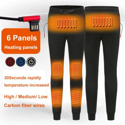 China Anti-wrinkle Soft 100% Polyester Winter Clothes 6 Panels Heating Women USB Heated Pants for sale