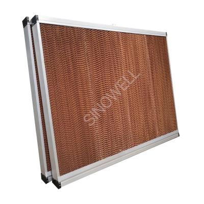 China Honey Comb Wet Curtain Cooling Shield Wall Cellulose Evaporative Cooling Pad Greenhouse and Poultry Farm Switch Farms with Aluminum Frame for sale