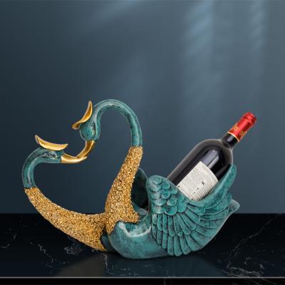 China American Style Decoration Gift Table Swan Resin Wine Rack Cute Standing Reindeer Ornaments Wine Table Rack for sale