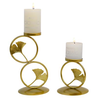 China Nordic Creative Hot-selling Candle Holder Gold Candlestick Holder Ginkgo Biloba Leaf Ornaments for sale