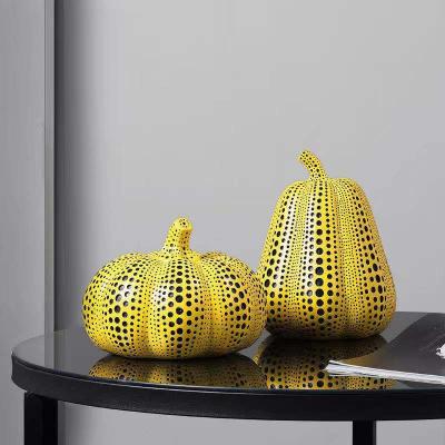 China Nordic Creative Soft Minimalist Resin Dot Art Pumpkin Animal Fruit Ornaments Soft Decoration For Living Room for sale