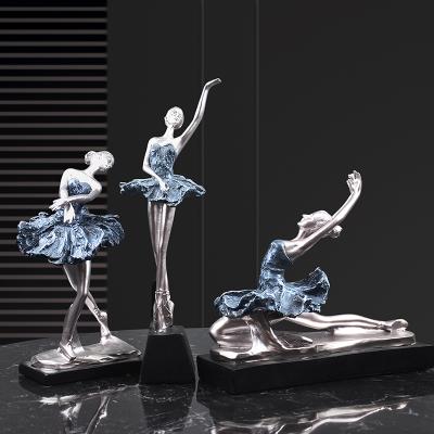 China Modern Girl Minimalist European Character Dancing Ballet Style Decoration Ornament Home Resin Inside Art Craft for sale