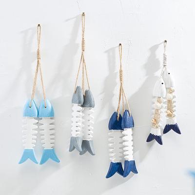 China Creative Wooden Mediterranean Ocean Style Fish Bone Wall Hanging Ornaments Wall Decoration Shooting Props for sale