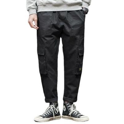 China Anti-Wrinkle Fashion Spring Men's Straight Loose Cargo Pants With Side Pockets Custom Waist Elastic Mens Streetwear Cargo Pants for sale