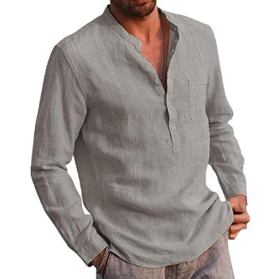 China Anti-pilling Hot Sale Summer Customize Oversized White Color Mens Shirts Long Sleeve Shirts Cotton Canvas Shirts For Men Casual for sale