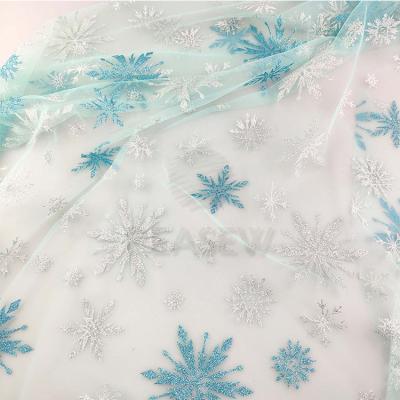 China Double Faced Custom Logo Fashion Design Glitter Powder Organza Fabric For Dress for sale