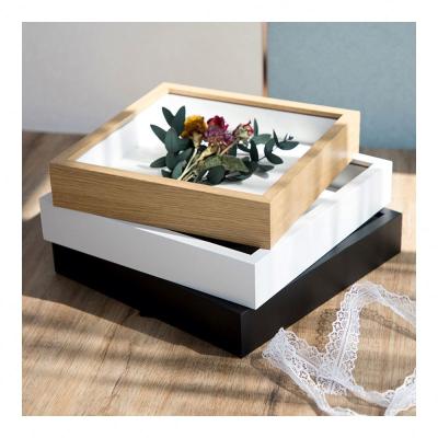 China Amazon Craft 8x8 Fashionable Hot Selling Flower Dry Sheet Plant Picture Frame Wooden Specimen Wooden Double Sided Acrylic Frame for sale