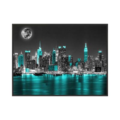 China New Classic/Postmodern Blue Art Painting Light Wall Painting Light Led Canvas Frame Home Wall Painting Poster Print Canvas Painting for sale