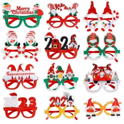 China Santa Claus Xmas Tree Elk Glasses Sight Christmas Glass Photo Prop Christmas Decorations Festival Decoration New Year Navidad Kids Gift for sale