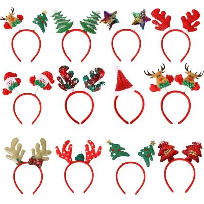 China Classic Elastic Antler Santa Hair Hoop Xmas Party Reindeer Bows Christmas Fashion Red Girl Headbands Festival Decoration Elastic Headbands Accessories for sale