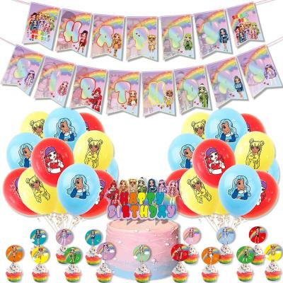 China Festival Decoration Rainbow Doll Birthday Party Decoration Princess Girl Balloon Banner Party Kids Toys for sale