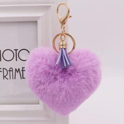 China Promotion Gift Fashion Rabbit Hair Key Chain Peach Fur Ball Bag Key Chain Mobile Phone Jewelry Pendant Imitation Heart Shaped Gifts for sale