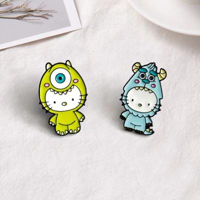 China Like Cute Animal Cartoon Cat Enamel Pins Custom Black And White Denim Picture Cats Brooch Pin Friends Jewelry Gifts For Lapel Couple for sale