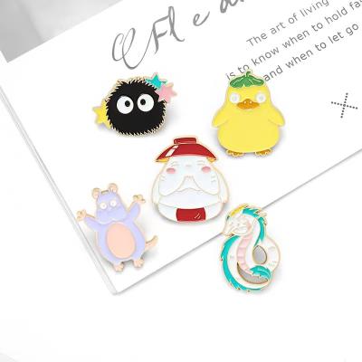 China As Cute Yellow Skateboard Duck Animal Badge Pin Jewelry Japan South Korea Brooch Cartoon Small Duck With Flowers Image Alloy Enamel for sale