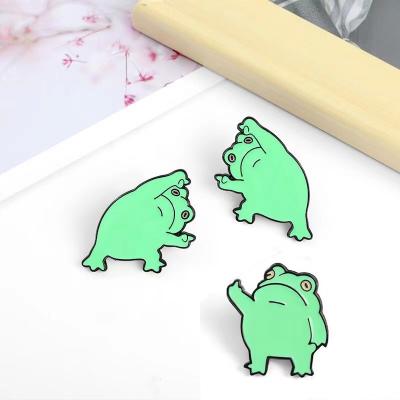 China Like The Picture Cute Funny Frog Brooches Gesture Enamel Pin Anime Froggy Metal Badge Animal Jewelry Gift Gift For Friends Gift for sale