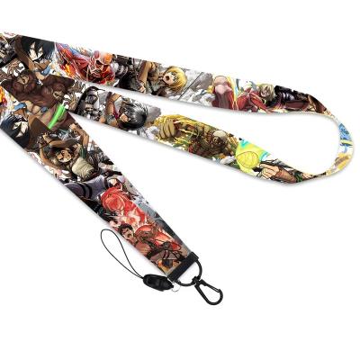 China Nylon Giant Anime Keychains Mobile Phone USB ID Accessory Badge Holder Locks Neck Lanyard For Girls Cute Strap Tag for sale