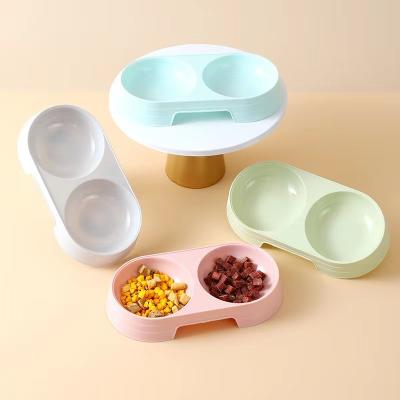 China Double Stocked Pet Food Bowl Drinkware Pet Drink Accessories Small Dog Cat Food Puppy Feeding Food Supplies for sale