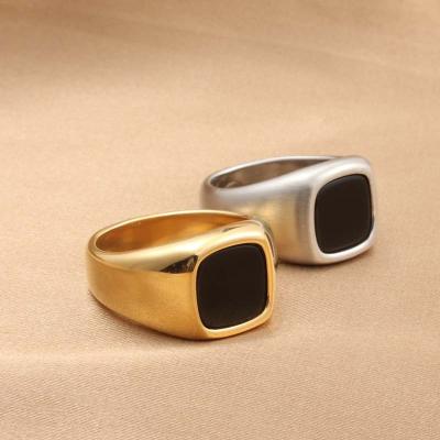 China High Quality Hot Sale Antique Silver Plated Turkish Man Ring Black Square Signet Ring Agate Ring For Man Retro Natural for sale