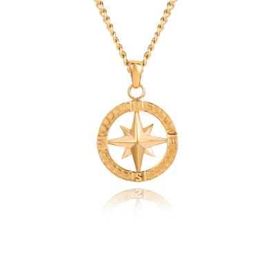 China Fashionable Cradt High Quality North Star Round Coin Compass Bracelet Ring Pendant Necklace Men Jewelry Set for sale