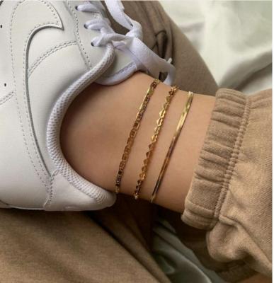 China 2021 Trendy Women's Anklets Fashion Anklet Chain Bracelet Silver Love Heart Silver Anklet for sale