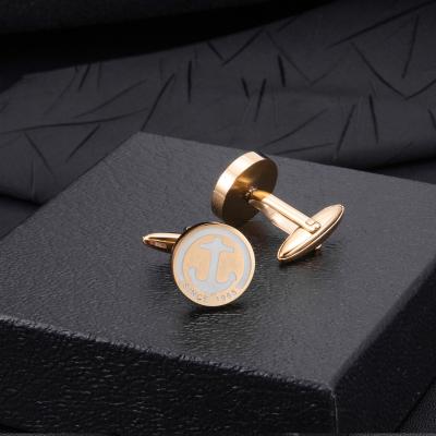 China Shiny Polish Mens Jewelry Accessories Custom Stainless Steel Anchor Cuff Links for sale