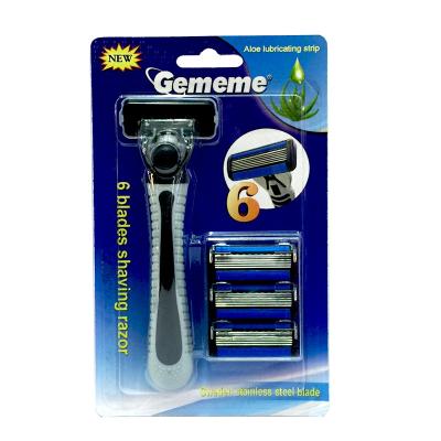 China Shaving China Factory Wholesale Rubber Handle Razors Six Blade Replaceable Razors for sale