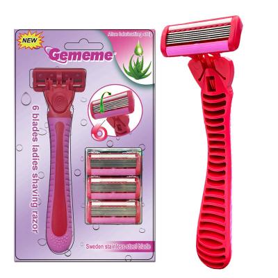 China Popular Hot Selling Replaceable Body Shaver Gememe G-K603L Women Body Shaver Six Blades Face Shaver For Underbody Bikini Clean for sale