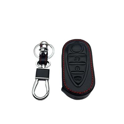 China Non-Toxic Leather Car Key Cover Fob For Alfa Romeo 4C Mito Giulietta Myth 159 GTO GTA 3 Buttons Car Key Cover for sale