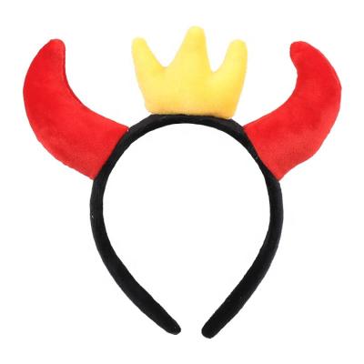 China Popular soft plush cow horn hair band cow horn plush animal red headband for kids,adult for sale