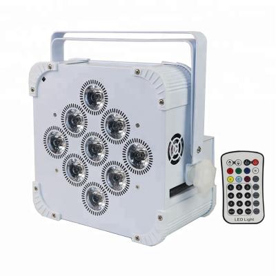 China KTV 9pcs 18W 6in1 Battery Powered Wireless Remote Control Led Wedding dmx IR Lights for sale