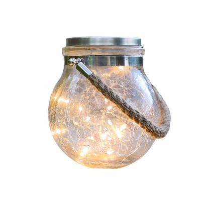 China Chinese Garden Solar Glass Jar Lantern Modern Outdoor Landscape Light Glass String for sale