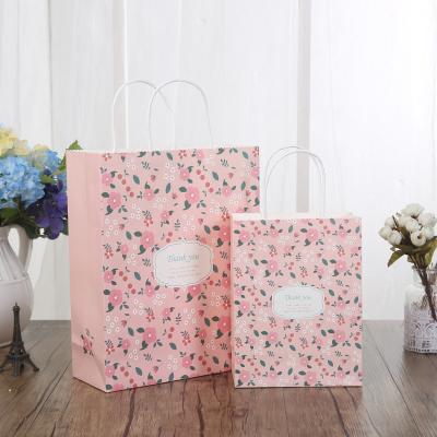 China Recyclable Custom White Flower Bouquet Shopping Bag With Food Dish Restaurant Delivery Handle Zipper Takeout Stand Up Kraft Paper Bag for sale