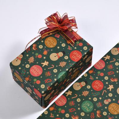 China 2023 Materials Wholesale Price Christmas Trees Pattern Recycled Merry Christmas Kid Gift Roll Wrapping Paper for sale