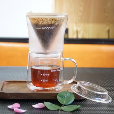 China Sustainable Drip Coffee Poured Into Reusable Coffee Dripper Filter Borosilicate Glass Coffee Dripper for sale