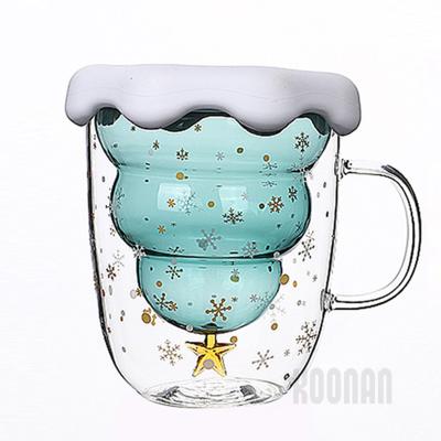 China Borosilicate Coffee Double Wall Cup Set Water Bottle Water Bottle Stocked Star Glass Christmas Tree Star Gift for sale