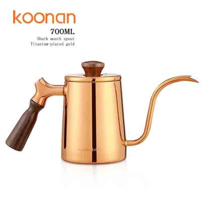 China 700ML 304 Viable Shark Mouth Gold Pot Stainless Steel Coffee Pot Teapot Kitchen Accessories for sale