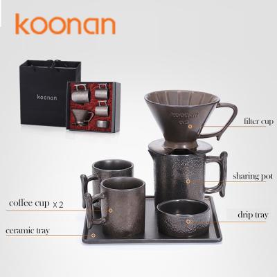 China Ceramic Coffee Tea Sets Cups Coffee Filter Rack Hand Filter Baskets Oven Set Whole Viable Koonan for sale