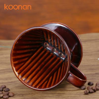 China Sustainable Fan Shaped Ceramic Cup Three-Hole Drip Coffee Filter In A Reusable Filter Coffee Dripper for sale