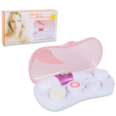 China DEEP CLEANSING 4 in 1 Electric Facial Cleansing Brush Massager Set for Deep Cleansing with Breath Pad for sale