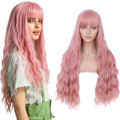 China Japanese Spring Curl Color Wigs Long Curly Synthetic Halloween Hair Cosplay Wigs With Bangs for sale