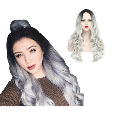 China Fashion Body Wave Wig Large Gray Scalp Wig Balance Face Wig Natural Synthetic Cosplay Body Wave Wig for sale